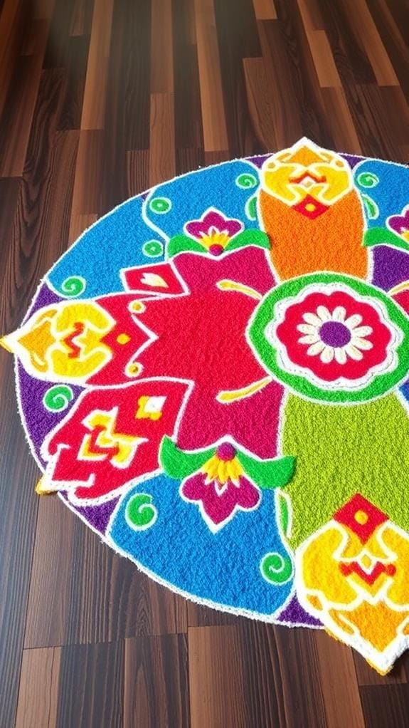 जीवंत ज्यामितीय फर्श कला